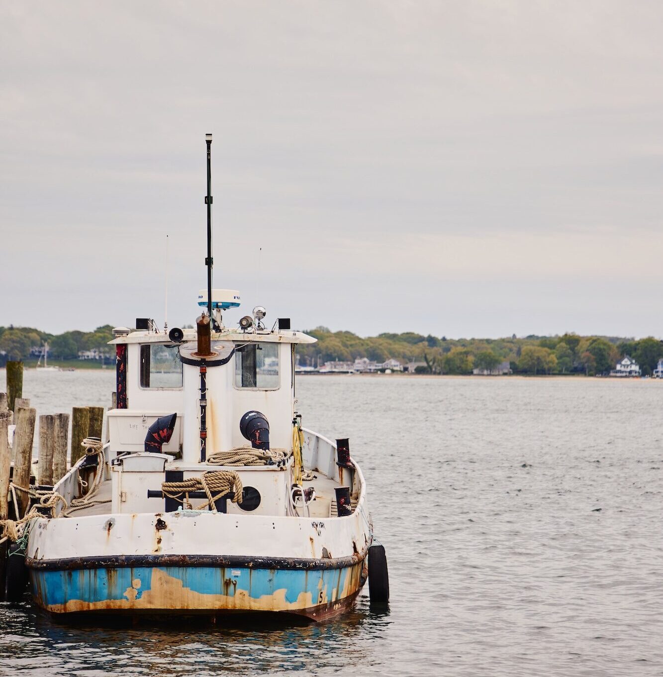 A tug boat in the Greenport harbor.